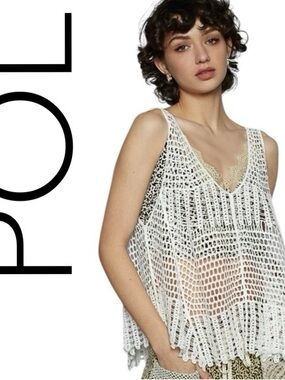 POL White crochet cover up